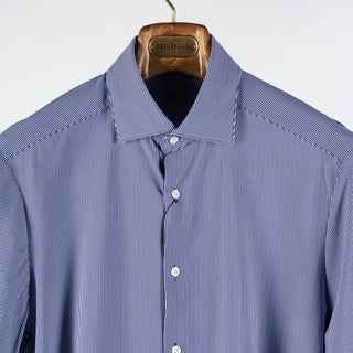 Stenstrom Navy & White Striped Jersey Dress Shirt 7