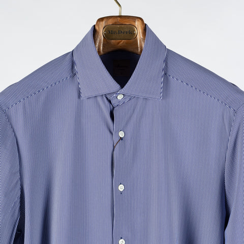 Stenstrom Navy & White Striped Jersey Dress Shirt 7