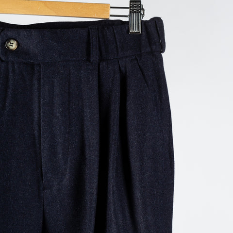 Informale Navy T010 Easy Trouser - Wool, Cotton, Merino, Relaxed Fit, Knit - Back View