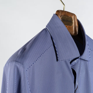 Stenstrom Navy & White Striped Jersey Dress Shirt 3