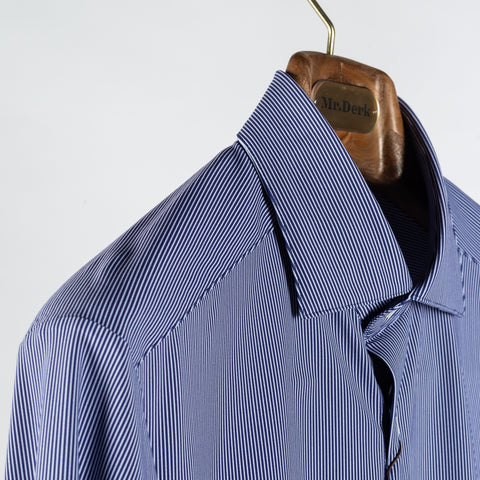 Stenstrom Navy & White Striped Jersey Dress Shirt 3