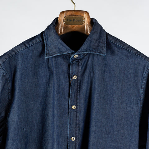 Stenstrom Dark Blue Denim Jersey Dress Shirt 3