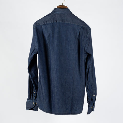 Stenstrom Dark Blue Denim Jersey Dress Shirt 6