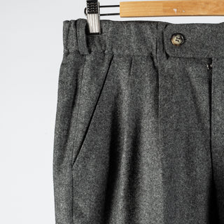 Informale Grey T010 Easy Trouser - Navy, Wool, Cotton, Merino, Relaxed Fit - Back View