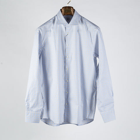 Stenstrom Light Blue Checked Oxford Dress Shirt 1