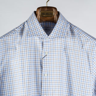 Stenstrom Light Blue Checked Oxford Dress Shirt 7