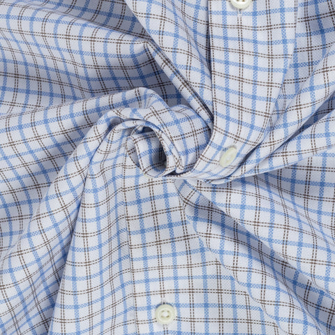 Stenstrom Light Blue Checked Oxford Dress Shirt 2