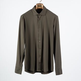 Stenstrom Olive Green Jersey Dress Shirt 1