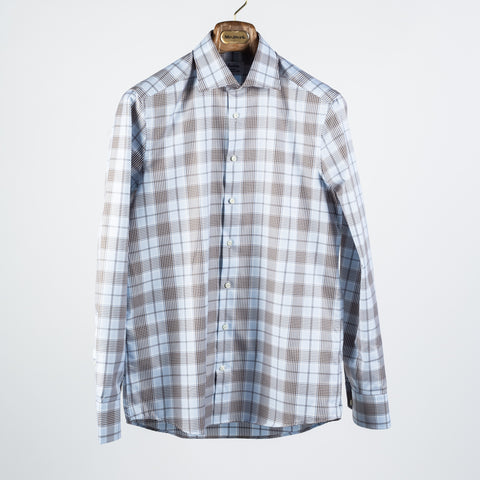 Stenstrom Blue Checked Twill Dress Shirt 1