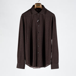 Xacus Brown Diamond Printed Active Dress Shirt 1