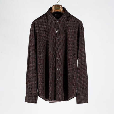 Xacus Brown Diamond Printed Active Dress Shirt 1