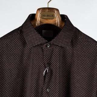 Xacus Brown Diamond Printed Active Dress Shirt - Silk, Stretch, Japanese - View 7