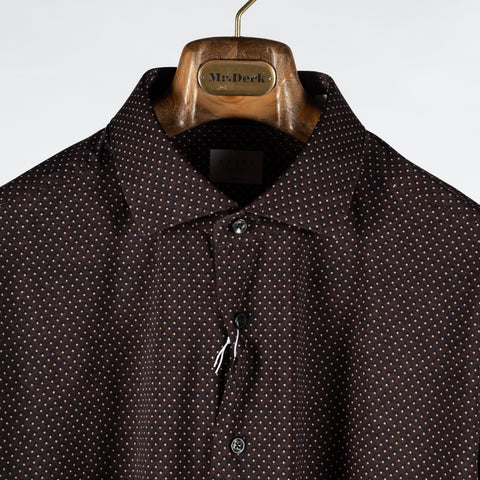 Xacus Brown Diamond Printed Active Dress Shirt - Silk, Stretch, Japanese - View 7