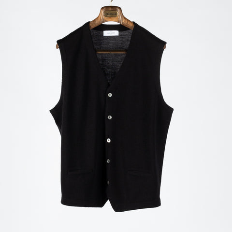 Gran Sasso Black 5 Button Wool Vest - Wool, Merino, Made In Italy