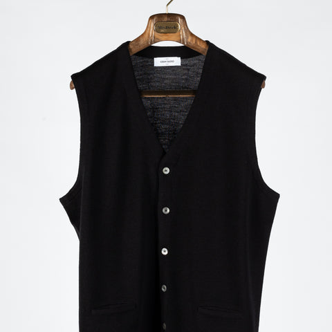 Gran Sasso Black 5 Button Wool Vest - Wool, Merino, Made In Italy - View 5