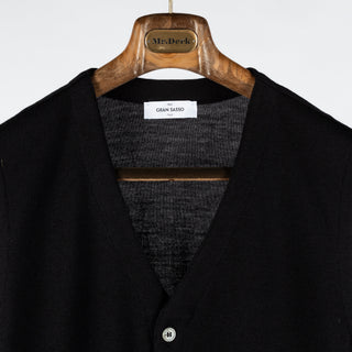 Gran Sasso Black 5 Button Wool Vest - Wool, Merino, Made In Italy - View 6
