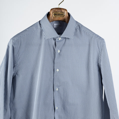 Xacus White & Dark Blue Patterned Dress Shirt 6