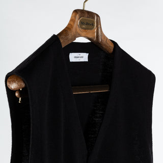 Gran Sasso Black 5 Button Wool Vest - Wool, Merino, Made In Italy - Detail View