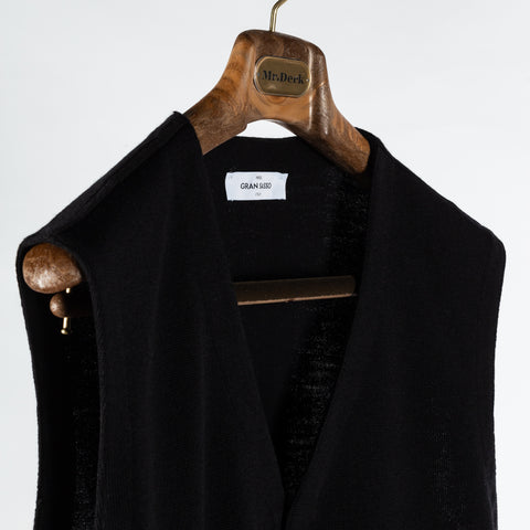 Gran Sasso Black 5 Button Wool Vest - Wool, Merino, Made In Italy - Detail View
