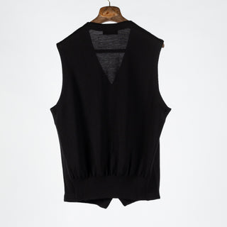 Gran Sasso Black 5 Button Wool Vest - Wool, Merino, Made In Italy - Back View