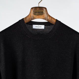 Gran Sasso Black Wool Crewneck Sweater - Wool, Italian, Knit, Made In Italy - View 7