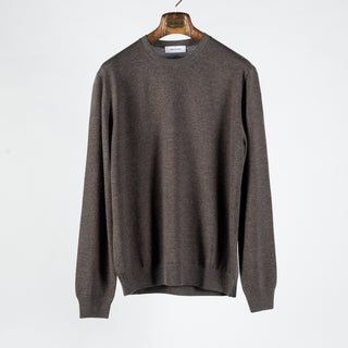 Gran Sasso Brown Wool Crewneck Sweater - Wool, Italian, Knit, Made In Italy