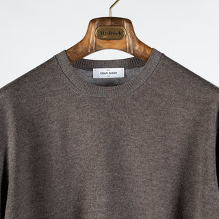 Gran Sasso Brown Wool Crewneck Sweater - Wool, Italian, Knit, Made In Italy - View 7