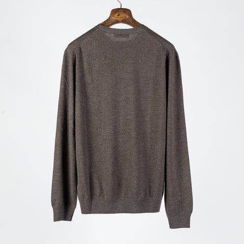 Gran Sasso Brown Wool Crewneck Sweater - Wool, Italian, Knit, Made In Italy - View 5