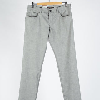 Alberto TwoTone Light Grey Ceramica Pipe Trousers - Viscose, Stretch, Slim Fit - View 5