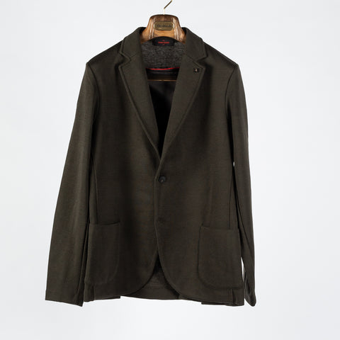 Gran Sasso Dark Green Rain Wool Knit Blazer - Tan, Wool, Italian, Made In Italy