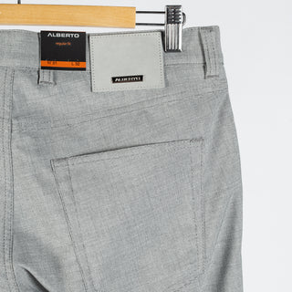 Alberto TwoTone Light Grey Ceramica Pipe Trousers - Viscose, Stretch, Slim Fit - View 9