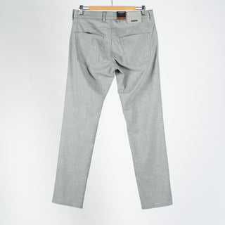 Alberto TwoTone Light Grey Ceramica Pipe Trousers - Viscose, Stretch, Slim Fit - View 7