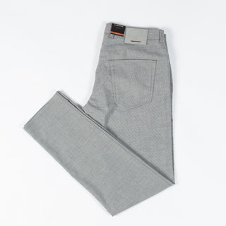 Alberto TwoTone Light Grey Ceramica Pipe Trousers - Viscose, Stretch, Slim Fit - View 11