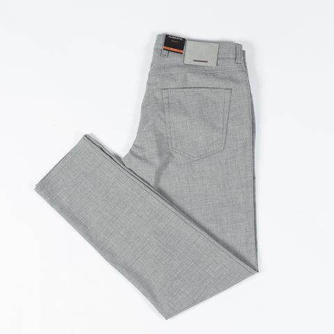 Alberto TwoTone Light Grey Ceramica Pipe Trousers - Viscose, Stretch, Slim Fit - View 11