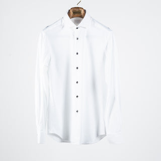 Xacus SS24 White Active Dress Shirt w/ Black Buttons 1