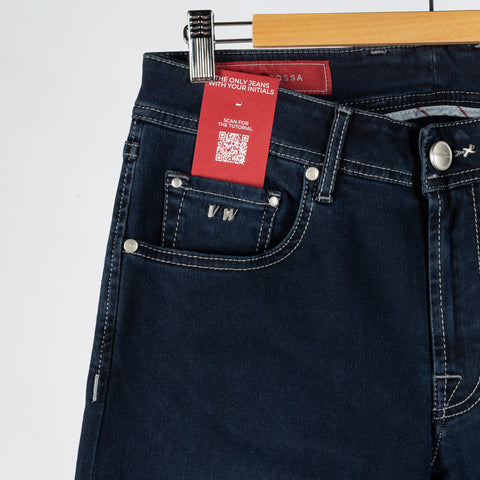 Tramarossa Blue Grey Michelangelo Denim - Cotton, Denim, Twill, Slim Fit, Woven, Made In Italy - Detail View