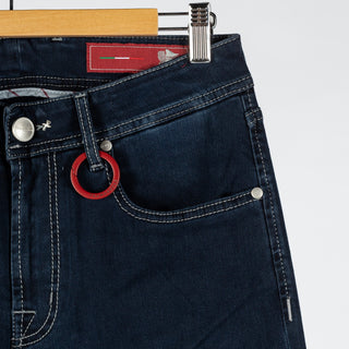 Tramarossa Blue Grey Michelangelo Denim - Cotton, Denim, Twill, Slim Fit, Woven, Made In Italy - Back View
