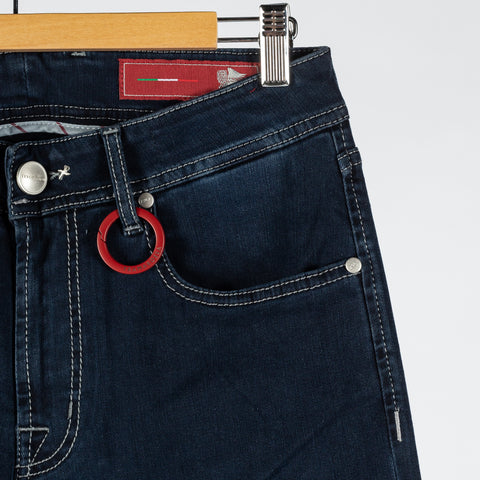 Tramarossa Blue Grey Michelangelo Denim - Cotton, Denim, Twill, Slim Fit, Woven, Made In Italy - Back View