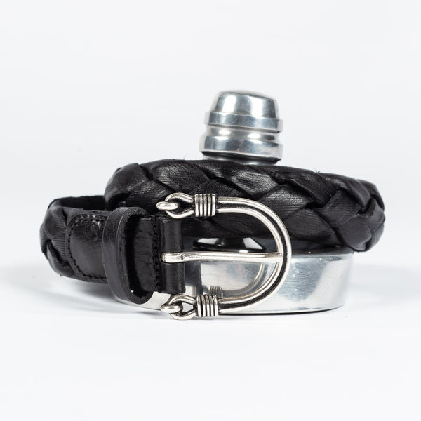Black Hand-Braided Leather Belt