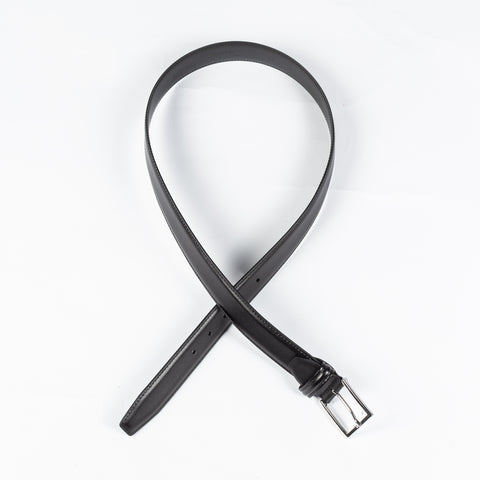 Anderson's Classic Black Leather Belt w/ Silver Buckle - Denim, Leather, Made In Italy - Alternate View