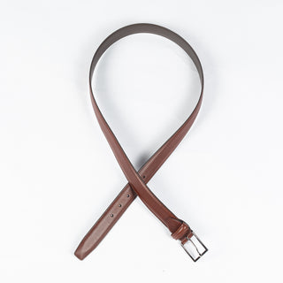Anderson's Classic Brown Leather Belt w/ Silver Buckle - Denim, Leather, Made In Italy - Alternate View