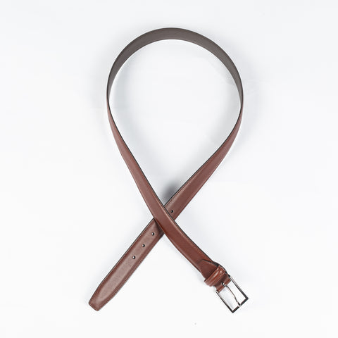 Anderson's Classic Brown Leather Belt w/ Silver Buckle - Denim, Leather, Made In Italy - Alternate View