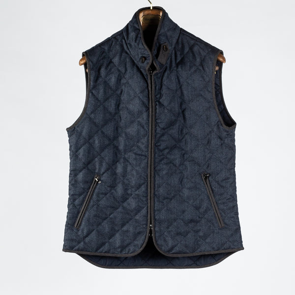 Navy Herringbone Quilted Vest