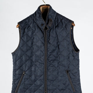 Navy Herringbone Quilted Vest - Mr.Derk