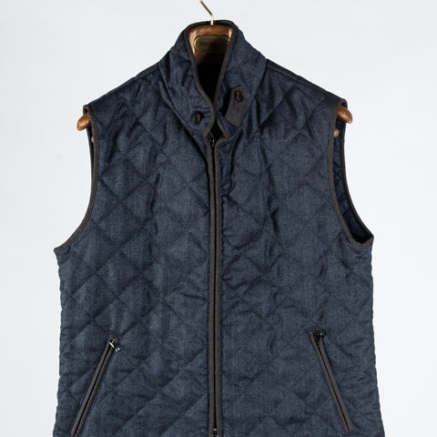 Navy Herringbone Quilted Vest - Mr.Derk