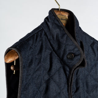Navy Herringbone Quilted Vest - Mr.Derk