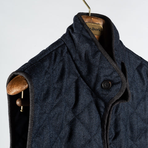 Navy Herringbone Quilted Vest - Mr.Derk