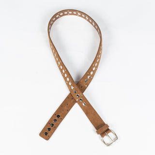 Anderson's Tan Suede Studded Belt - Denim, Suede, Made In Italy - Alternate View