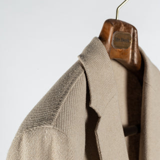 Windsor Biege Cotton Giro Summer Blazer - Red, Cotton, Linen, Polyester, Made In Portugal - Detail View