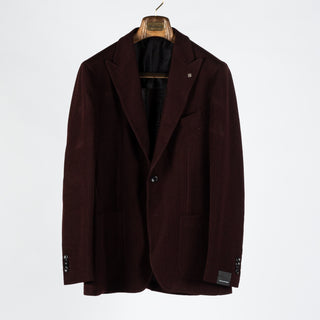 Tagliatore Burgundy Ribbed Peak Lapel Blazer 1